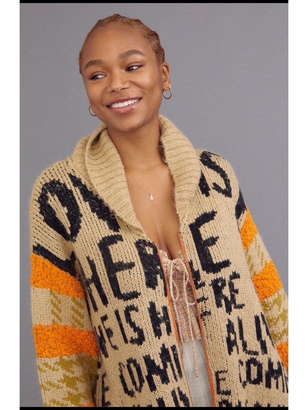 Kimchi Blue Urban Outfitters Love Is Here Floral Chunky Knit Zip Cardigan S - Picture 5 of 11